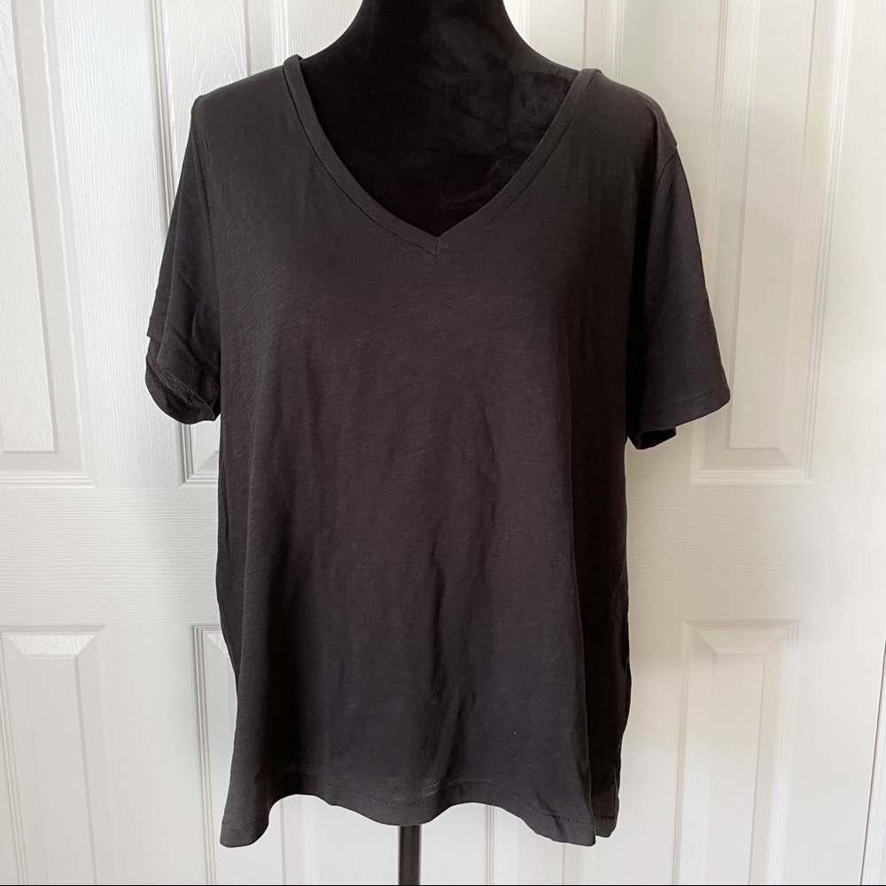 NWT J. CREW Black Vintage Cotton V Neck Tee XXL